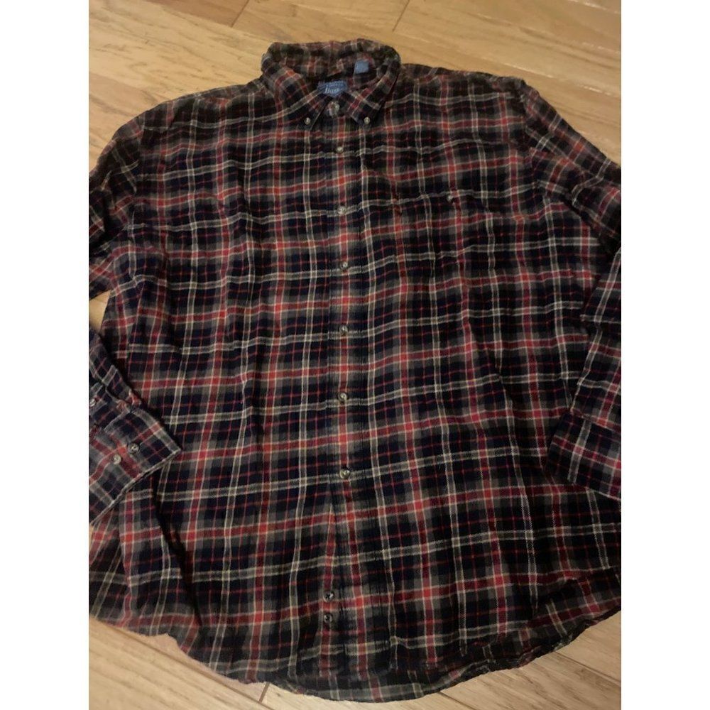 G.H. Bass & Co., men's grey cotton collared long sleeve button down shirt sz XXL
